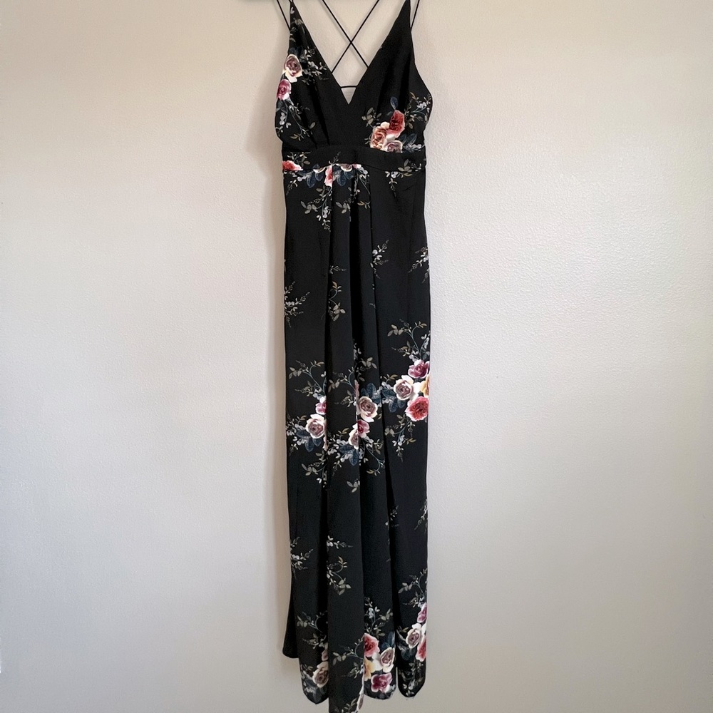 Lilyful Black Floral Dress Romper
